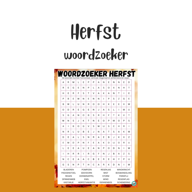 Gratis woordzoeker herfst voor groep 5 t/m 8