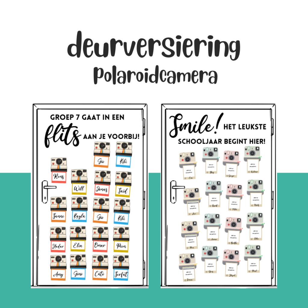 deurversiering-klas-lokaal-thema-polaroid-juftessateaches
